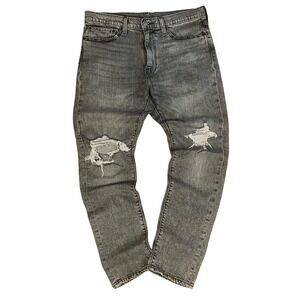 Levis 510 Skinny Fit Jeans Mens 34x30 Faded Black Distressed Ripped Denim